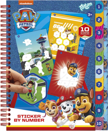 Idei de cadouri sub 100 de lei - Set creativ cu abtibilduri, lipeste pe numere, Paw Patrol, Patrula Catelusilor
