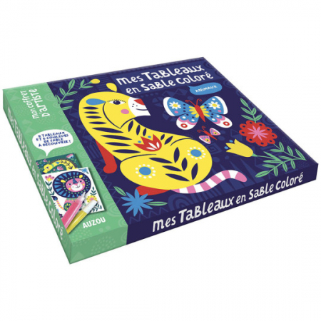 Jucării copii 10+ - Set creativ tablouri cu nisip colorat, animale salbatice