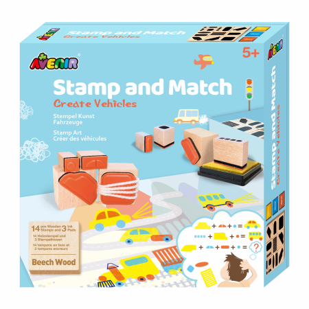 5-7 ani - Set creativ cu stampile - Vehicule