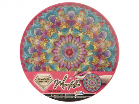 Jocuri creative - Set creativ cu strasuri, Diamond paint, Canvas Mandala, Grafix