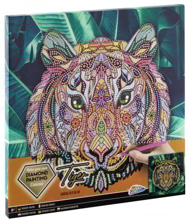 Jucării copii 10+ - Set creativ cu strasuri, Diamond paint, Canvas Tigru, Moxy