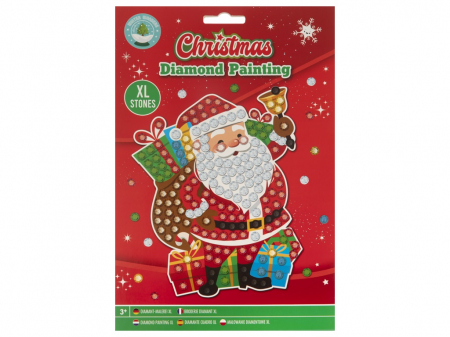 Jucării copii 5-6 ani - Set creativ cu tematica Craciun, Diamond Painting, A5, Mos Craciun