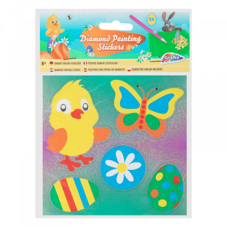 Jocuri creative - Set creativ cu tematica Paste, Creeaza abtibilduri cu tehnica diamond painting