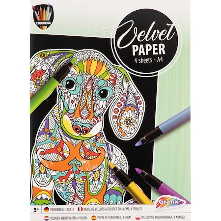 PROMOȚII - Set creativ de colorat pe fundal de catifea, Velvet Paper, animale, planse catifelate, A6