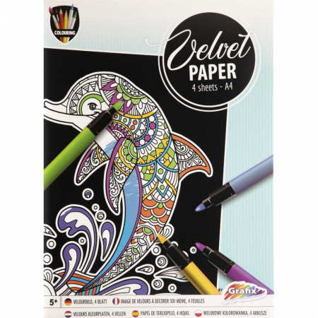 PROMOȚII - Set creativ de colorat pe fundal de catifea, Velvet Paper, ocean, planse catifelate, A7
