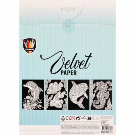 Set creativ de colorat pe fundal de catifea, Velvet Paper, ocean, planse catifelate, A7 [1]