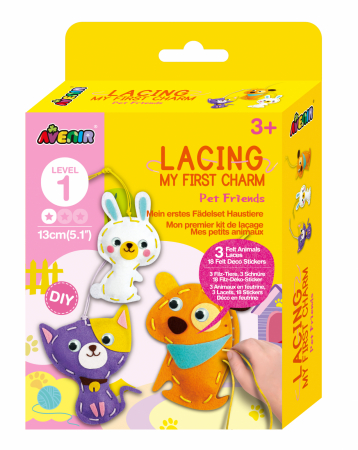 Jocuri creative - Set creativ de cusut cu tehnica siretului - Primul meu Pandantiv Animale de companie, nivel 1