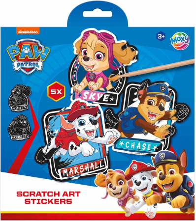 Vârstă - Set creativ de razuit, Abtibilduri magice cu Paw Patrol, Patrula Catelusilor