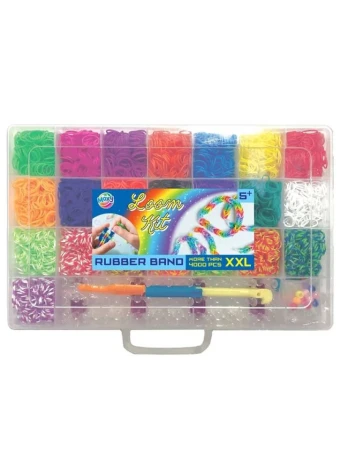 Jocuri educative - Set creativ de tesut cu elastice, in cutie de plastic