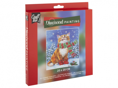 Jocuri educative - Set creativ diamond painting, cu tematica de Craciun, Pisicuta fericita