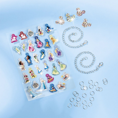 Set creativ Disney aniversar 100 ani, 2 in 1, pictura cu diamante si bratari cu pandantive moi [11]