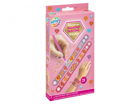PROMOȚII - Set creativ DIY, Bratari cu strasuri, Diamond painting, roz