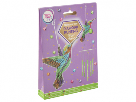 Ajándékok 7 éves gyerekeknek - Set creativ DIY, Clopotei de vant, Diamond Painting, colibri