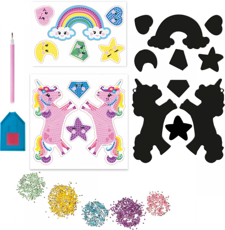 Set creativ DIY cu unicorni, 2 in 1, Bratari cu litere si magneti diamond painting [1]