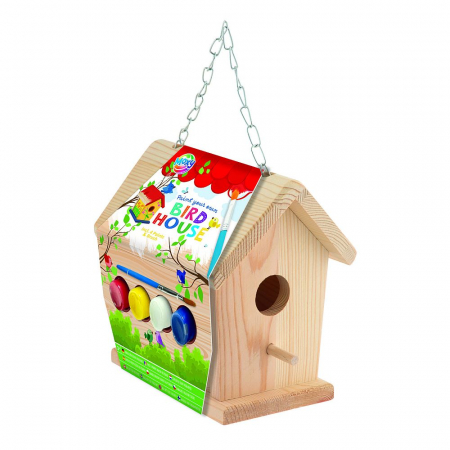 Vârstă - Set creativ DIY de pictat, din lemn, Casuta pasarelelor