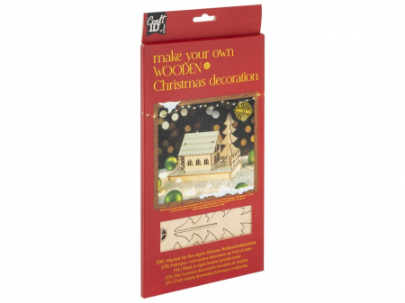 Jocuri educative - Set creativ DIY, decoratiune din lemn Craciun, Casuta