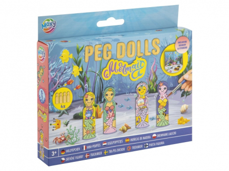 Jocuri educative - Set creativ DIY,Figurine din lemn, Peg Dolls, Sirene