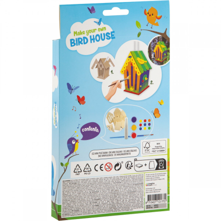Set creativ DIY, Mini casuta pasarelelor, construieste si picteaza, albastra [1]