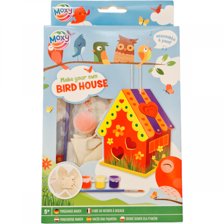 Vârstă - Set creativ DIY, Mini casuta pasarelelor, construieste si picteaza