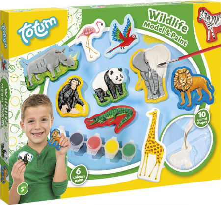 Jucării copii 7-8 ani - Set creativ DIY, Modeleaza si picteaza animale salbatice