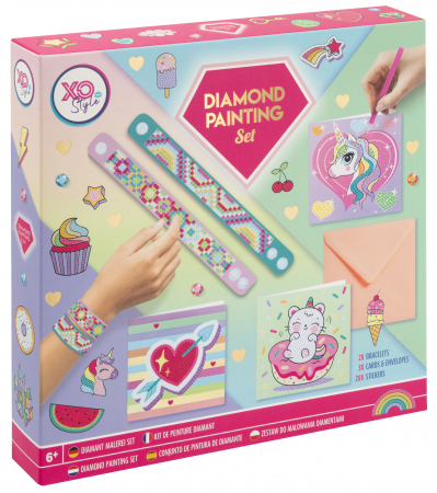 Jocuri creative - Set creativ DIY, Pictura cu diamante, Bratari si felicitari, Grafix
