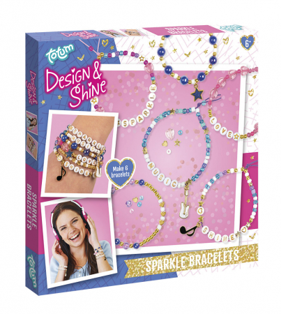 Set creativ DYI Bratari cu sclipici, Design and shine, Totum [1]