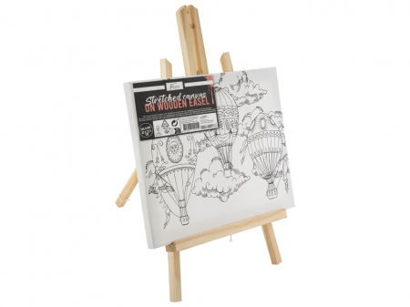 Lucru manual copii - Set creativ Fine Art, sevalet din lemn si canvas preimprimat, Baloane