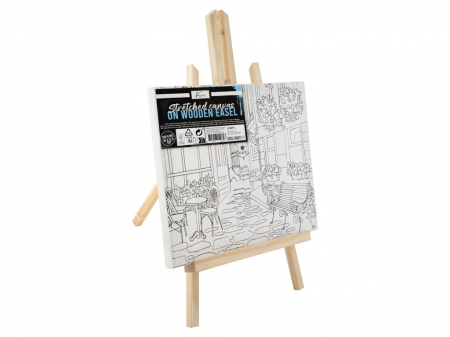 Lucru manual copii - Set creativ Fine Art, sevalet din lemn si canvas preimprimat, Bistro