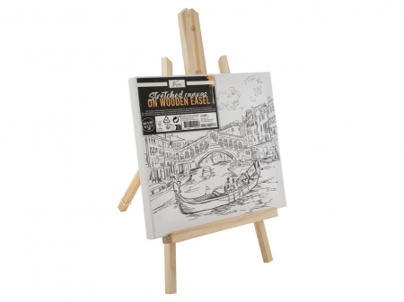 Lucru manual copii - Set creativ Fine Art, sevalet din lemn si canvas preimprimat, Venetia
