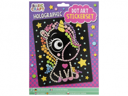 Jocuri creative - Set creativ Mozaic cu abtibilduri holografice, Dot Art, Unicorn