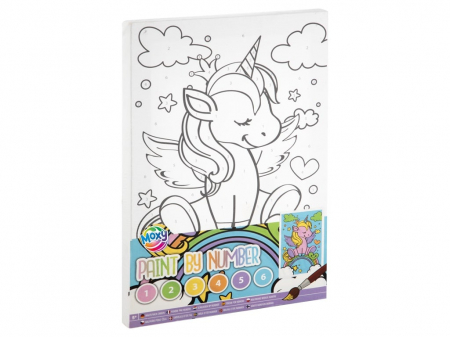 Jucării copii 5-6 ani - Set creativ Picteaza pe numere, Canvas unicorn