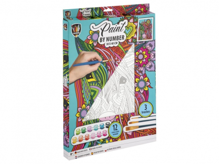 Jocuri creative - Set creativ, Picteaza pe numere, Canvas Unicorn, Grafix