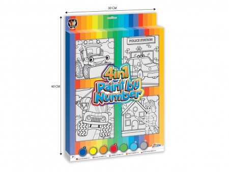 Jocuri educative - Set creativ Picteaza pe numere pentru baieti, 4 in 1