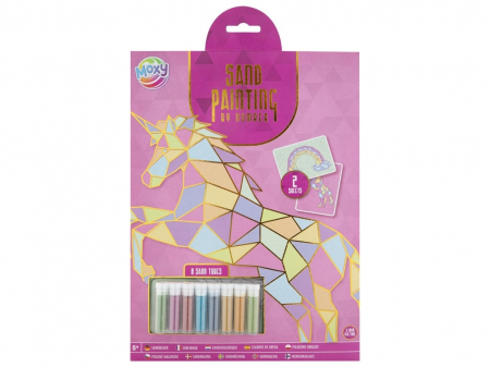 Jocuri educative - Set creativ Pictura cu nisip pe numere, Unicorn, A4 