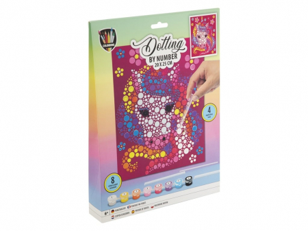 Jucării copii 7-8 ani - Set creativ Pictura pe numere punct cu punct, Dotting by number, unicorn