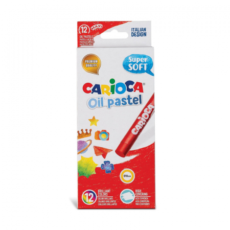 Jucării copii 5-6 ani - Set creioane cerate Carioca Oil Pastel Maxi, 12 buc./cutie