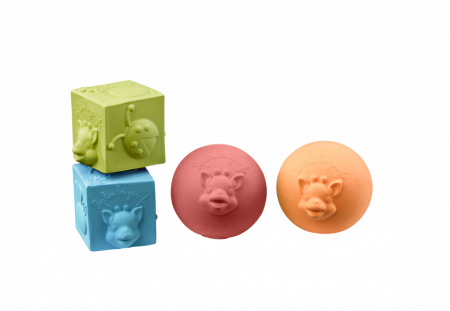 Set Cu Bile, Cuburi Si Inel Dentitie Girafa Sophie [1]