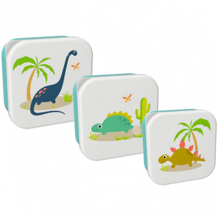 Recipiente alimentare - Set 3 cutii pentru alimente, design dinozaur