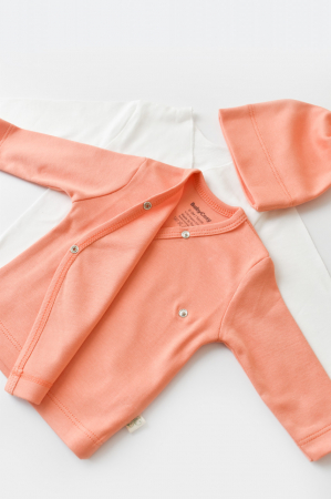 Set de 5 piese pentru nou nascut - 100% bumbac organic - Roz Piersica, Baby Cosy [7]