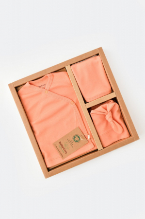 Set de 5 piese pentru nou nascut - 100% bumbac organic - Roz Piersica, Baby Cosy [8]
