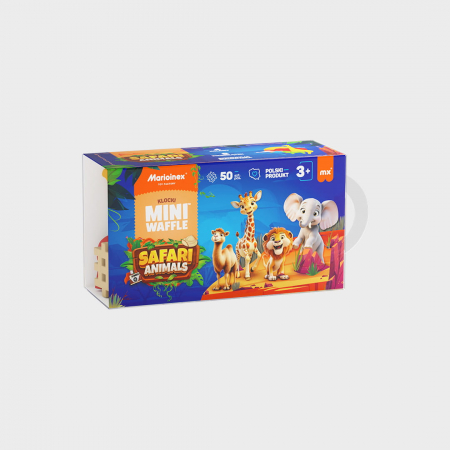Idei de cadouri sub 100 de lei - Set de constructie, Animale salbatice,Safari, 50 piese, Mini Waffles, Marioinex