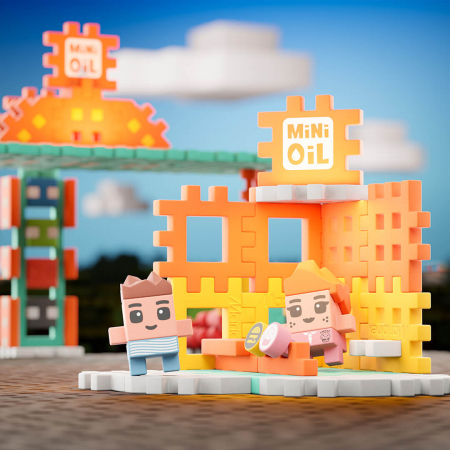Set de constructie, Benzinaria, 148 piese, Mini Waffles, Marioinex [7]