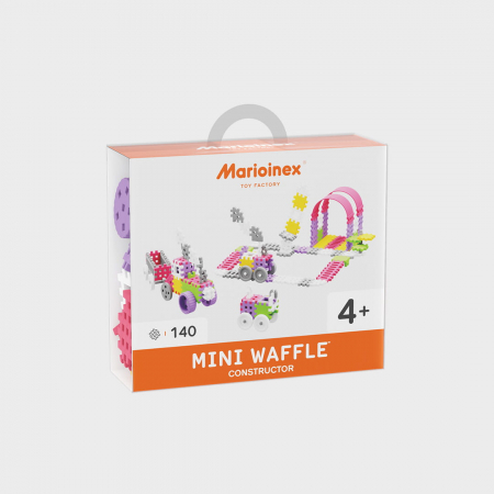 Jucării copii 10+ - Set de constructie, Constructor, 140 piese, roz, Mini Waffles, Marioinex