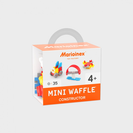 Jucării copii 7-8 ani - Set de constructie, Constructor, 35 piese, albastru, Mini Waffles, Marioinex
