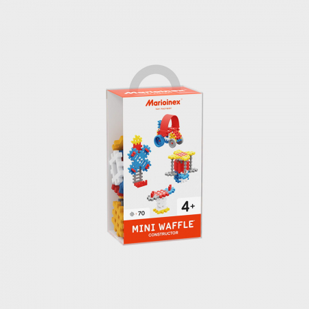Idei de cadouri sub 100 de lei - Set de constructie, Constructor, 70 piese, albastru, Mini Waffles, Marioinex