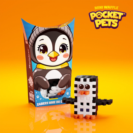 Jocuri educative - Set de constructie de calatorie, Pinguin, 17 piese, Micro Waffles, Marioinex