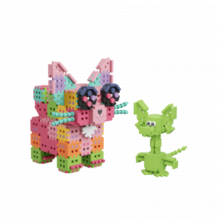 Set de constructie, Dinozaurul si pisicuta, 201 piese, Mini Waffles, Marioinex [5]