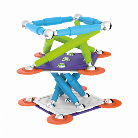 Jocuri magnetice - Set de constructie magnetic Supermag Color, 48 piese