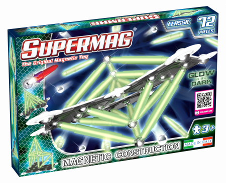 Jocuri magnetice - Set de constructie magnetic Supermag Glow, 72 piese