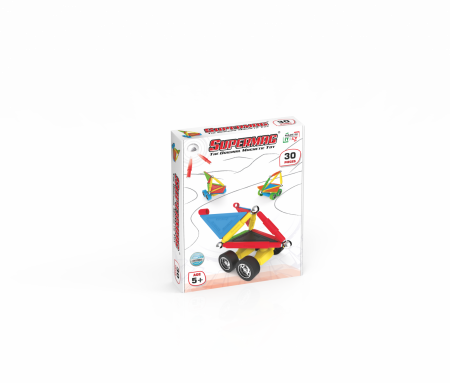 Jocuri magnetice - Set de constructie magnetic Supermag Projects Masini, 30 piese